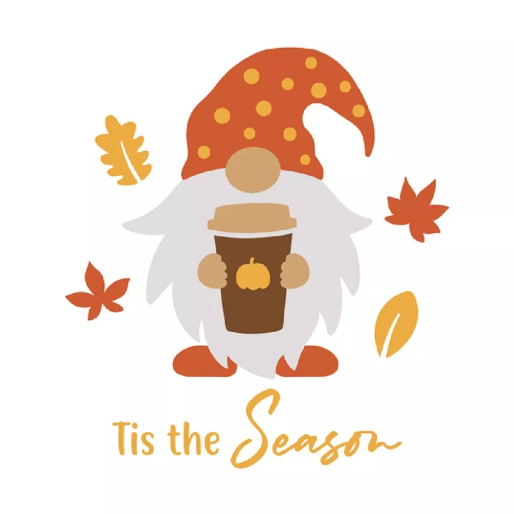Pumpkin Spice Gnome Fabric Panel – White