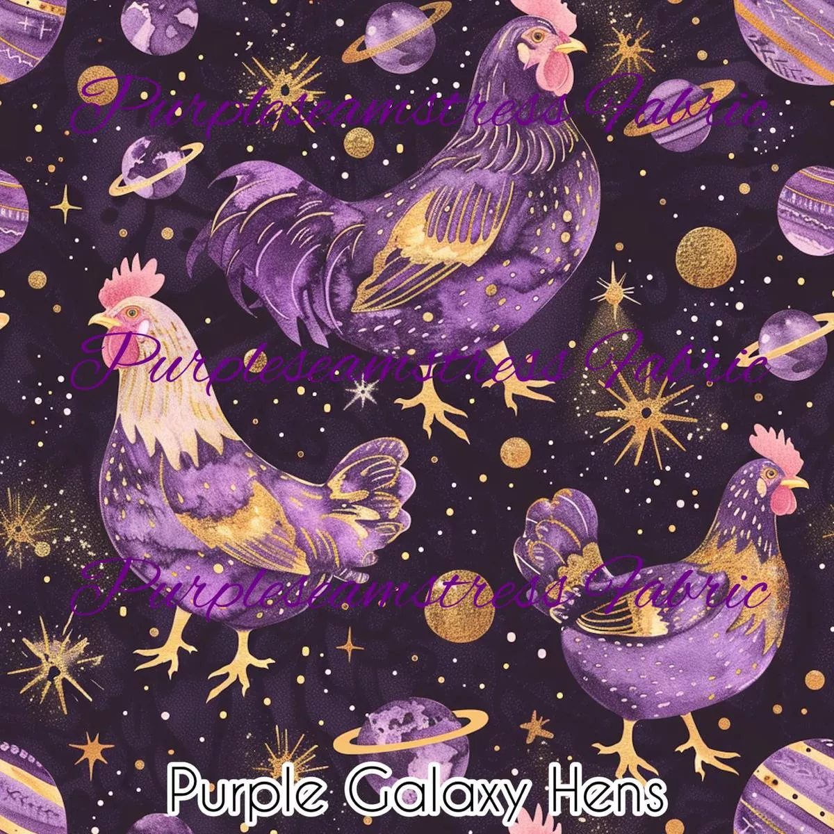 Purple Galaxy HensFabric