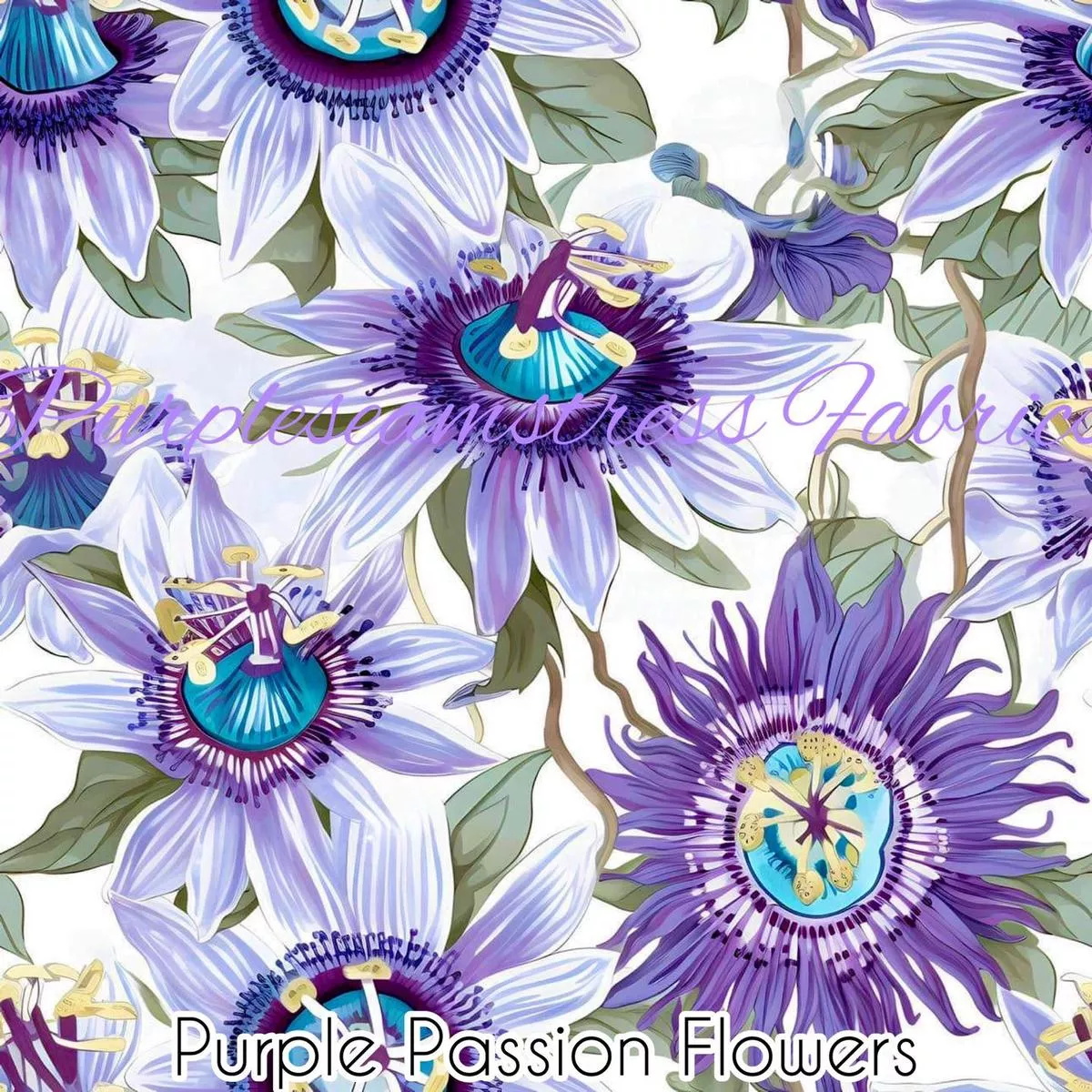 Purple Passion FlowersFabric
