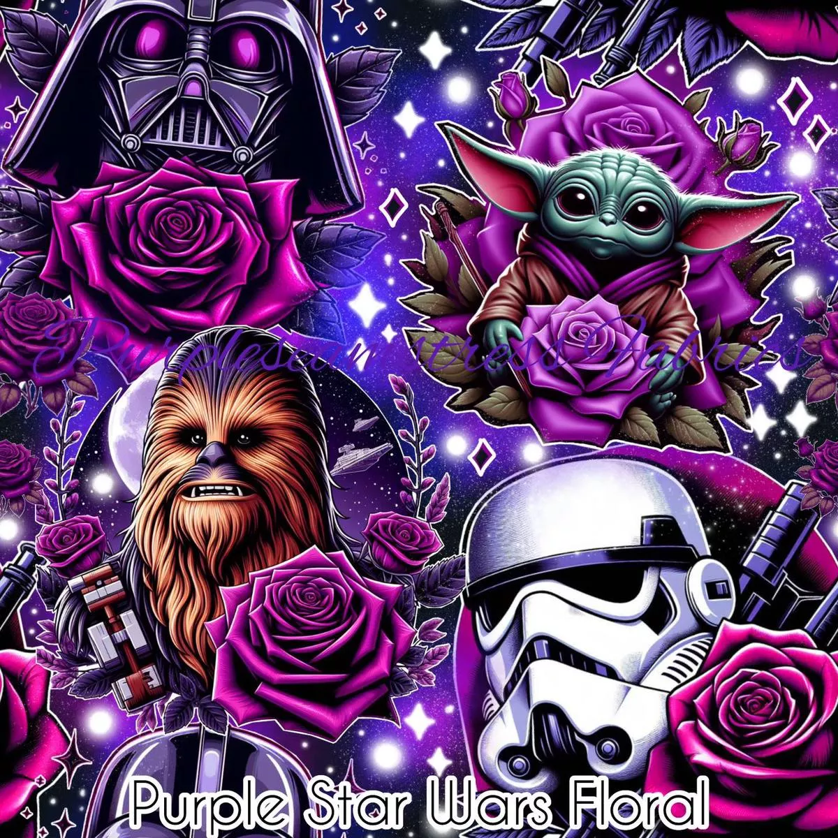 Purple Star Wars FloralFabric