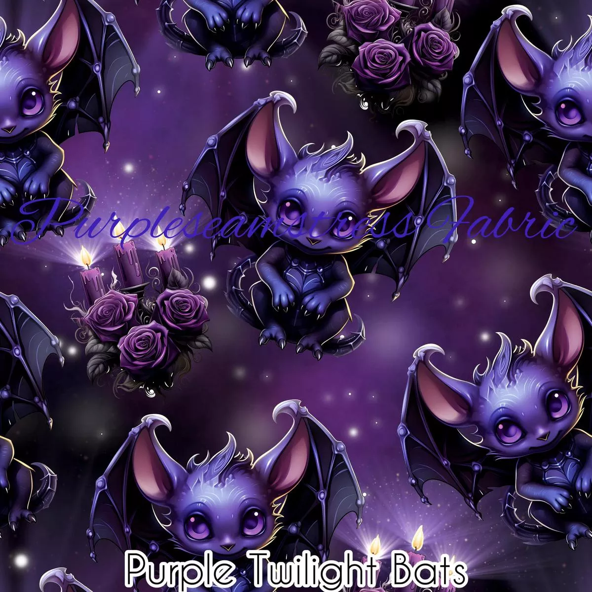 Purple Twilight BatsFabric