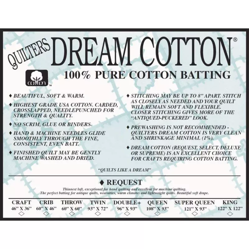 Quilters Dream Batting n3qQueen Request Cotton
