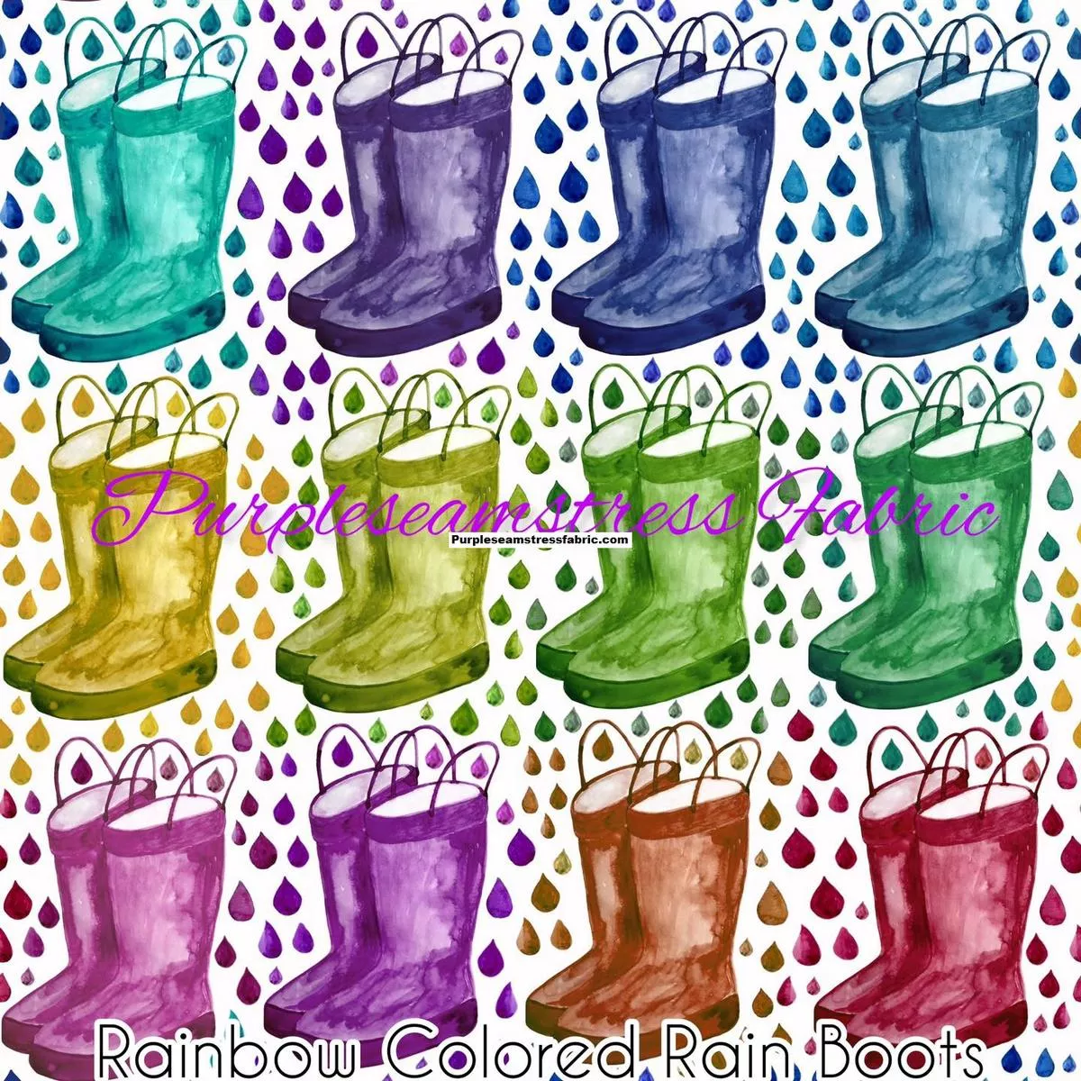 Rainbow Colored RainbootsFabric