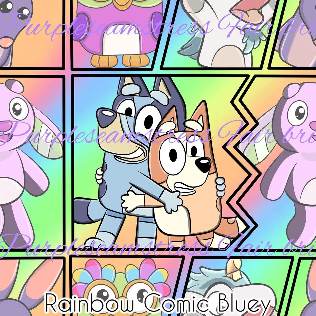 Rainbow Comic BlueyFabric