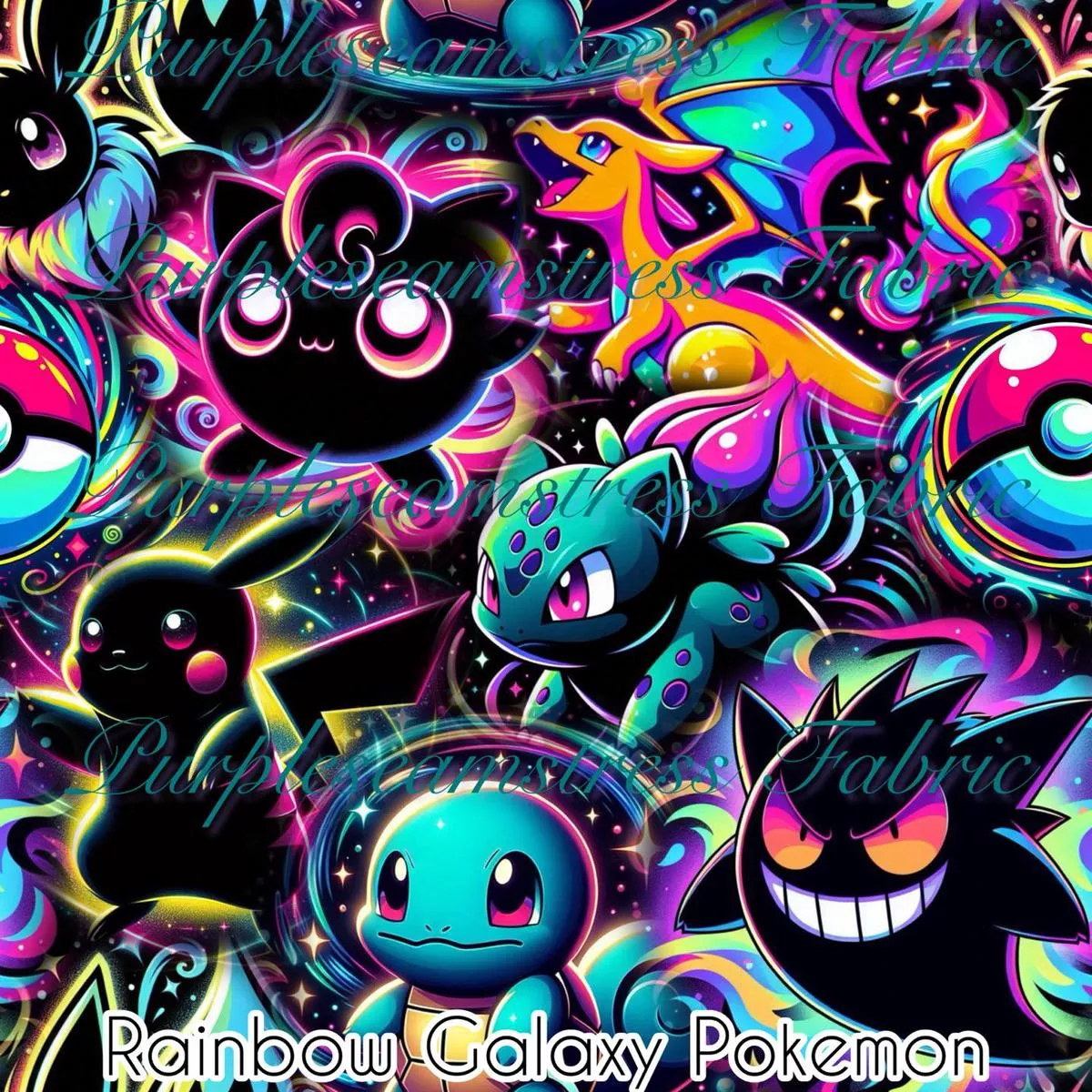 Rainbow Galaxy PokemonFabric
