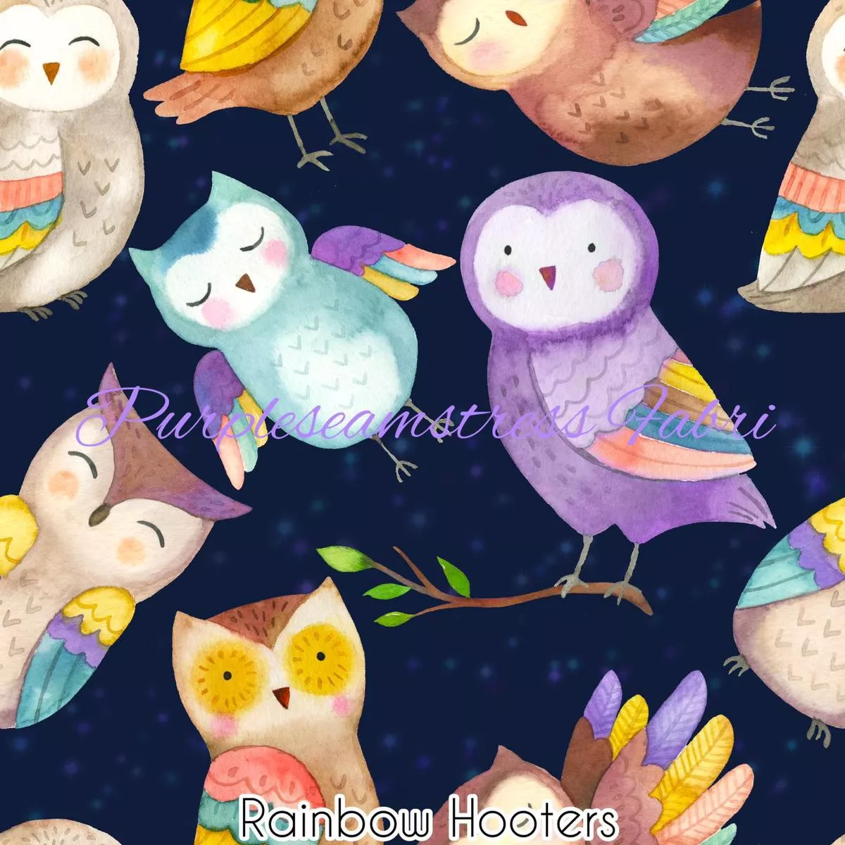 Rainbow HootersFabric