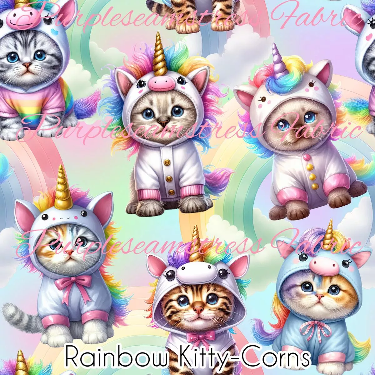 Rainbow Kitty-CornsFabric