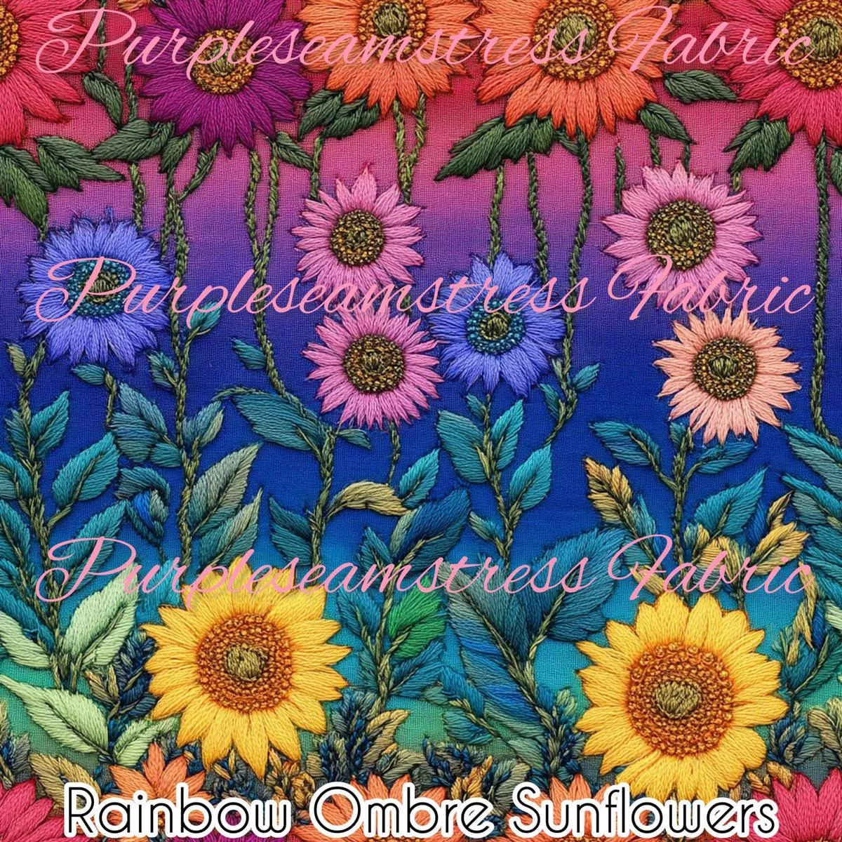 Rainbow Ombre SunflowersFabric