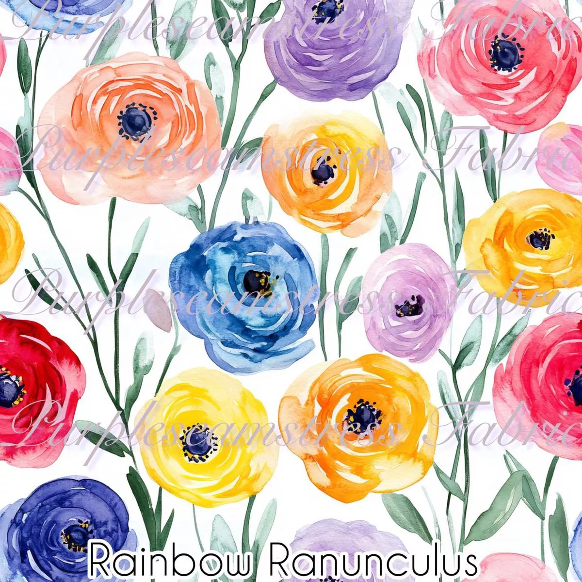 Rainbow RanunculusFabric