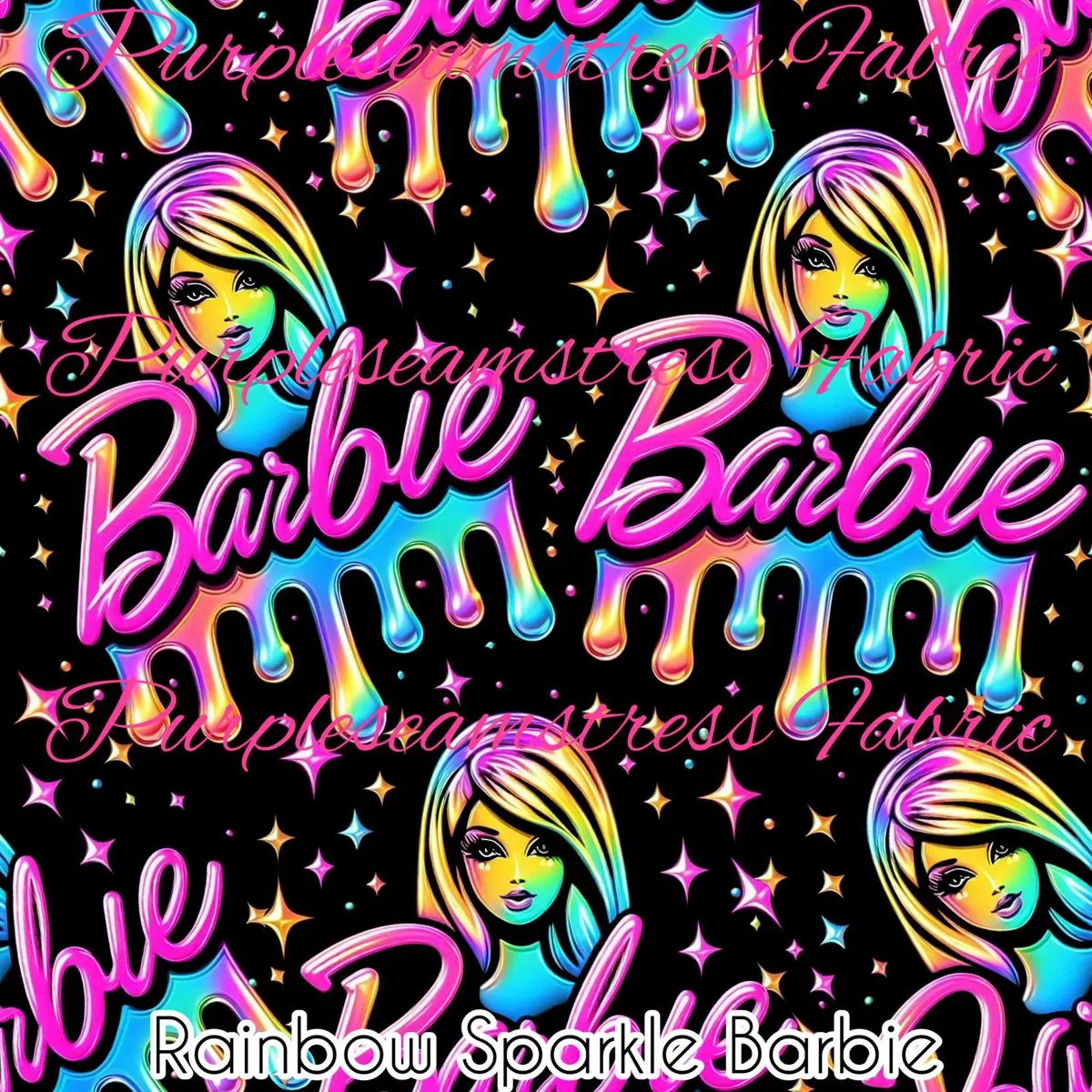 Rainbow Sparkle BarbieFabric