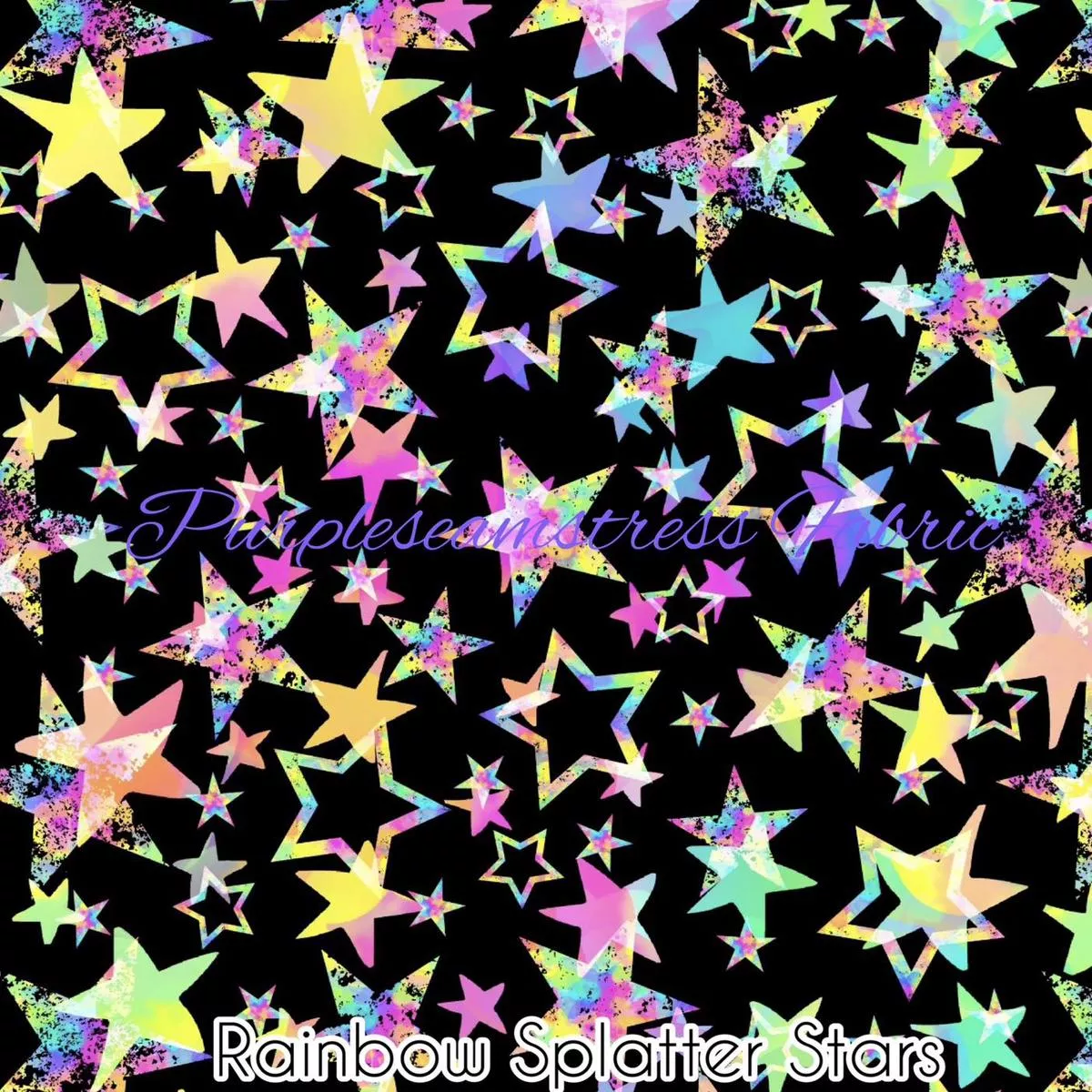 Rainbow Splatter StarsFabric