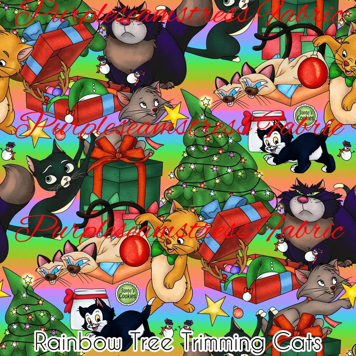 Rainbow Tree Trimming CatsFabri…