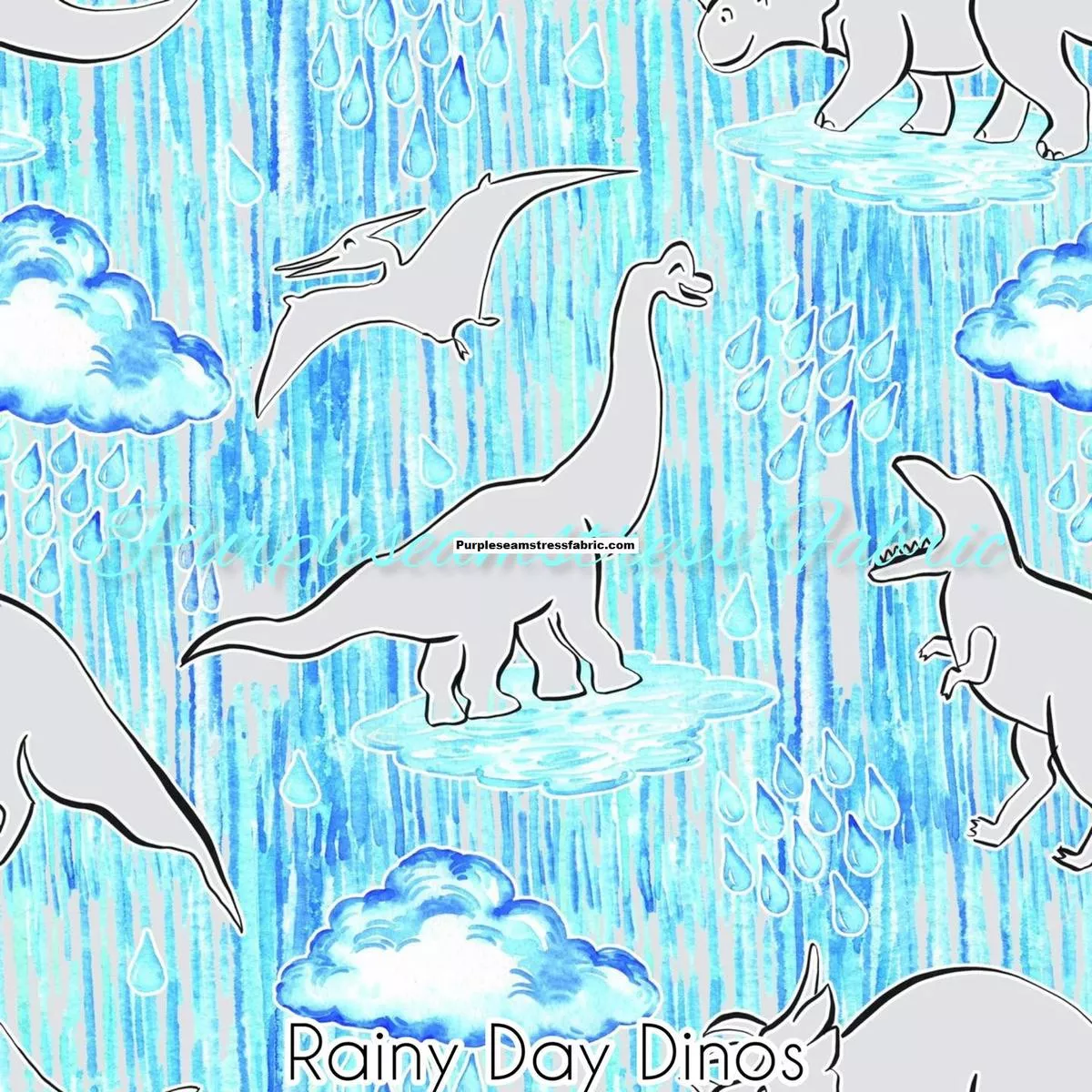 Rainy Day DinosFabric