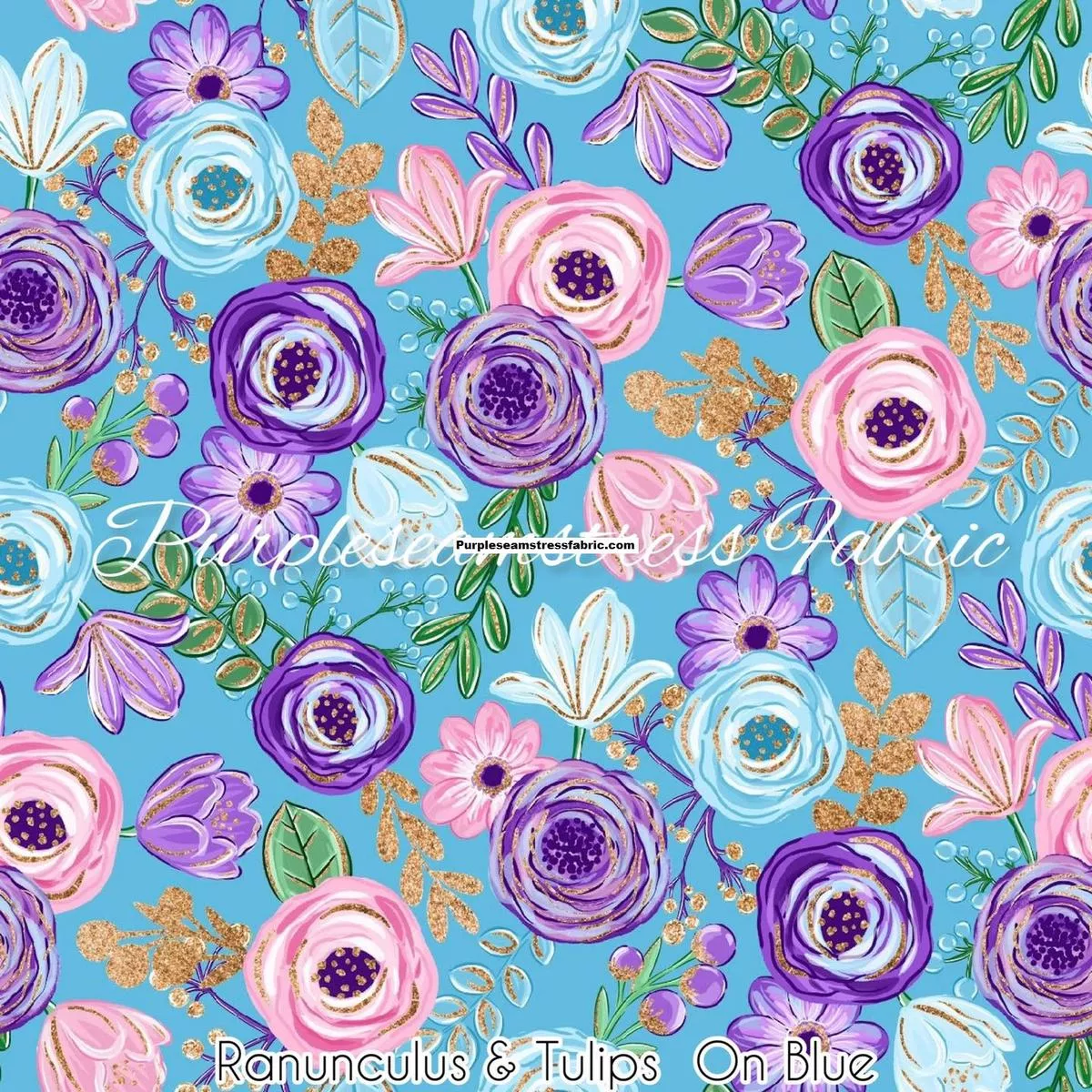 Ranunculus & Tulips On Blue …