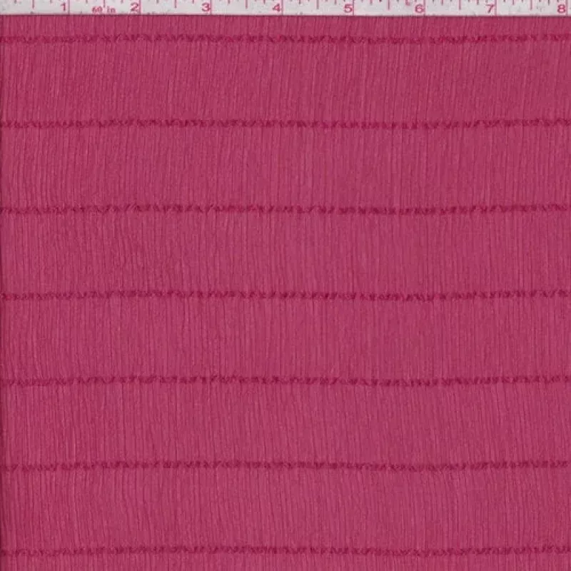 Raspberry Stripe Crinkle Chiffon Fabric
