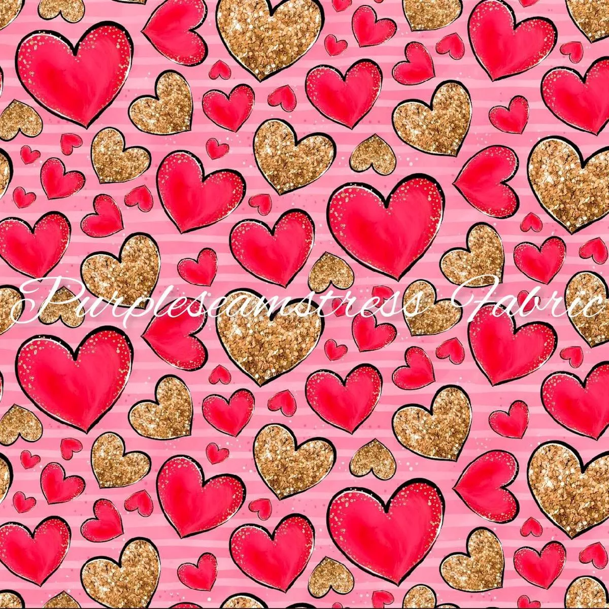 RaspberryGold Glitter Hearts Valentine…