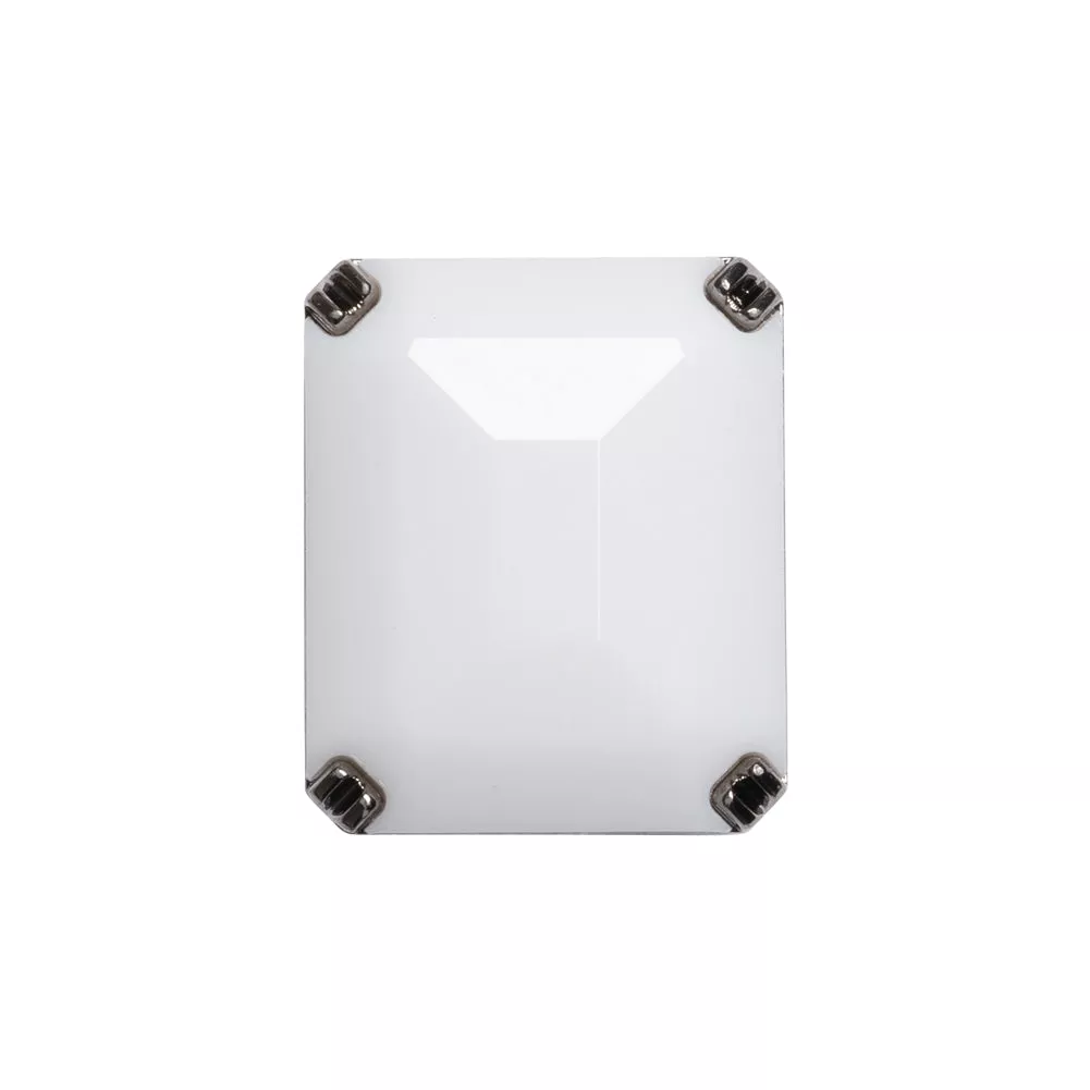 Rectangular Plastic Shank Back Button – White and Metallic Silver Faceted – 36L/23mm