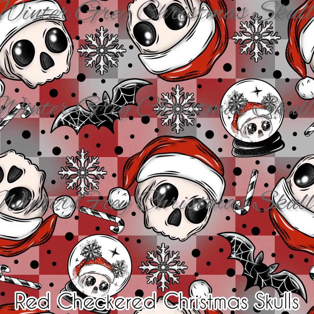 Red Checkered Christmas SkullsF…