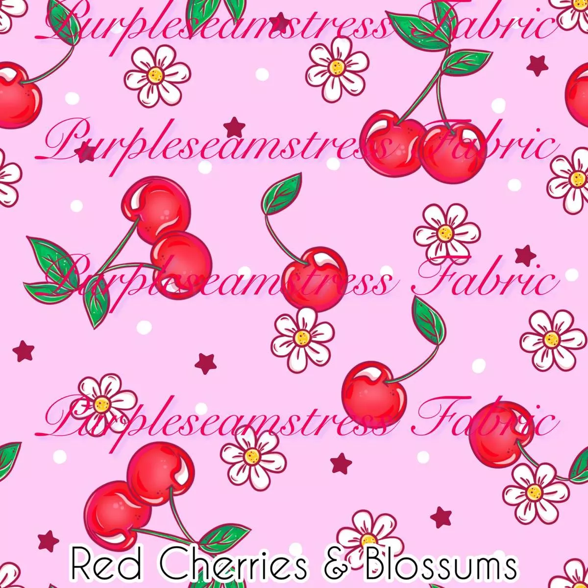 Red Cherries & BlossumsFabric