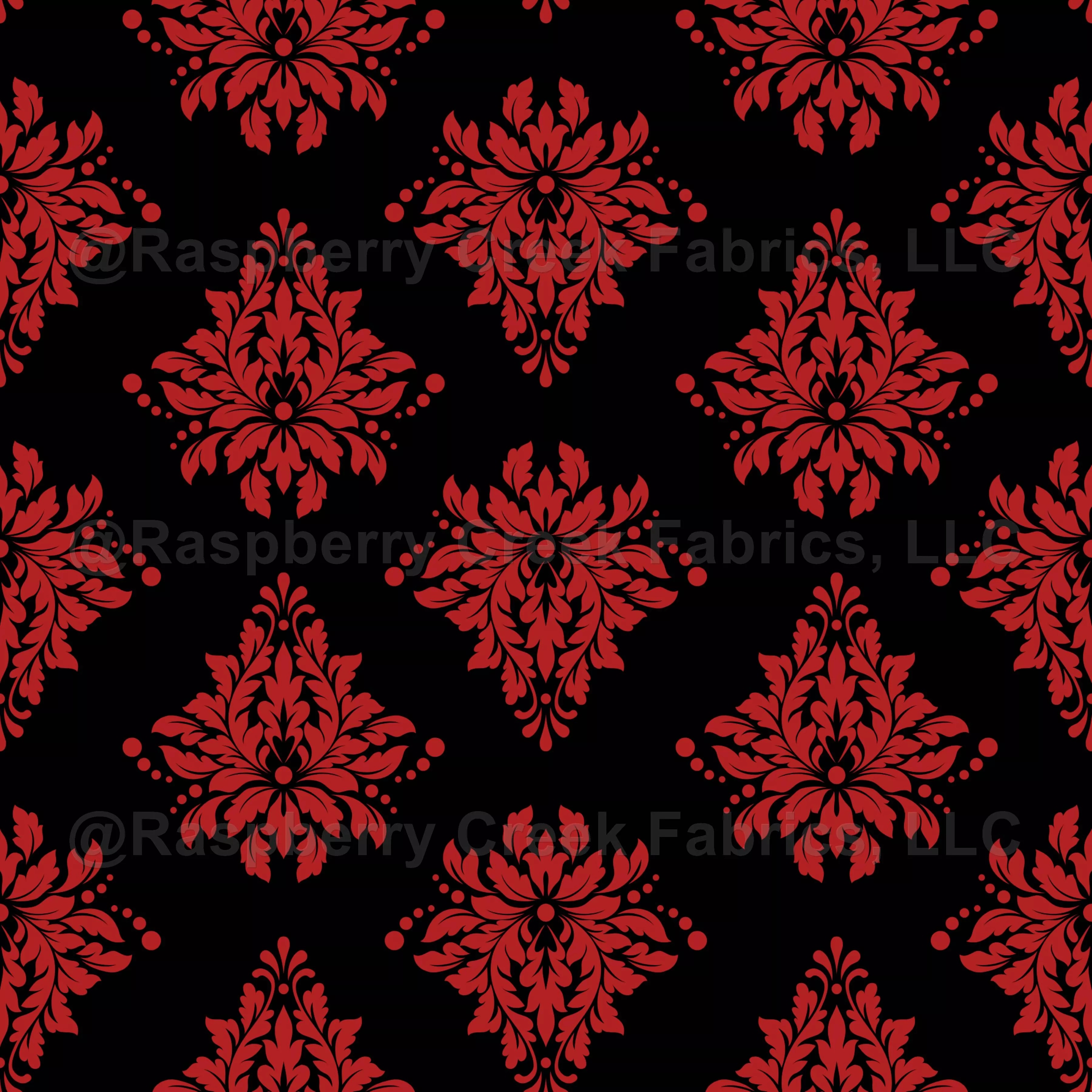 Red Damask on Black