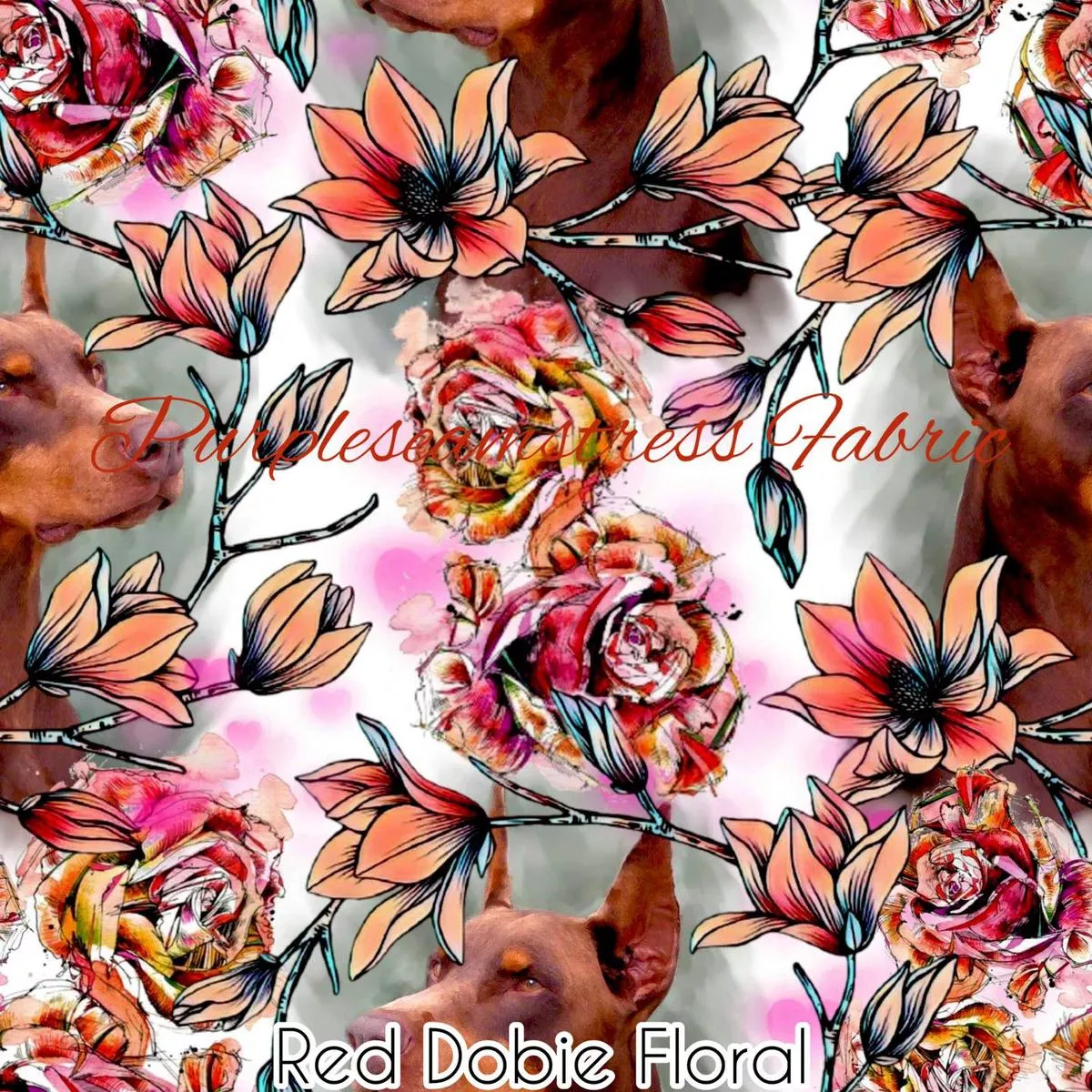 Red Dobie FloralFabric