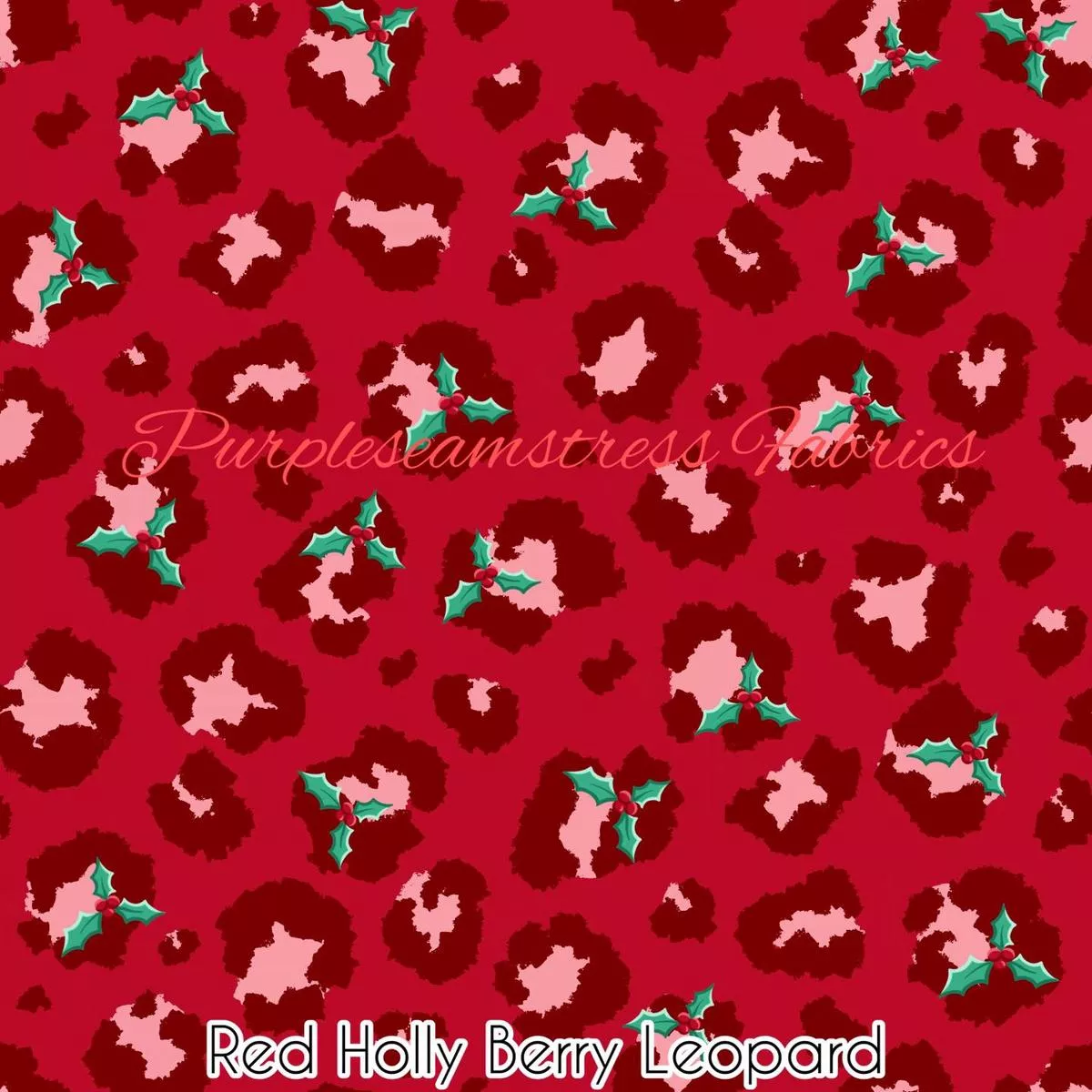 Red Holly Berry LeopardFabric
