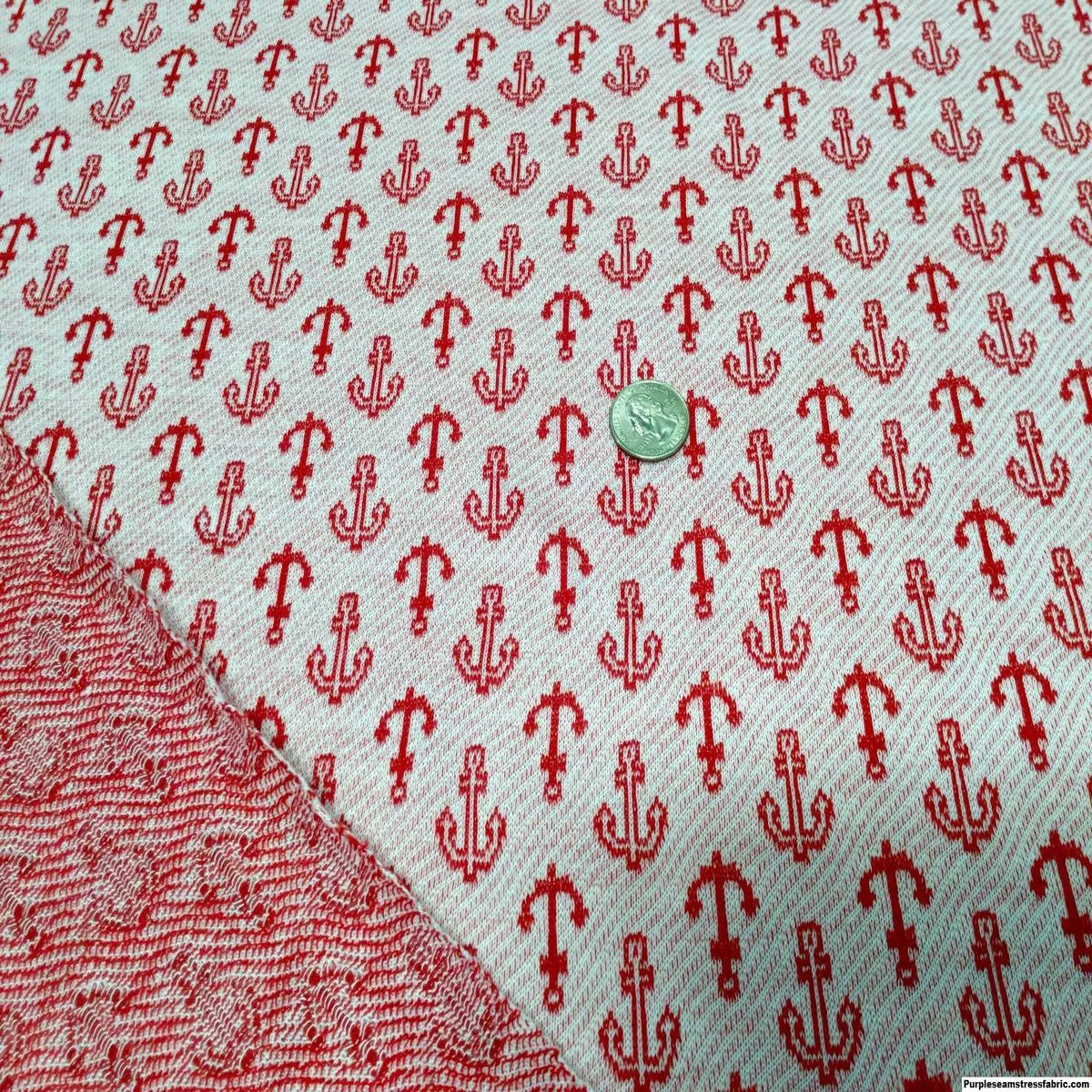 Red /White Anchors SweaterFabric