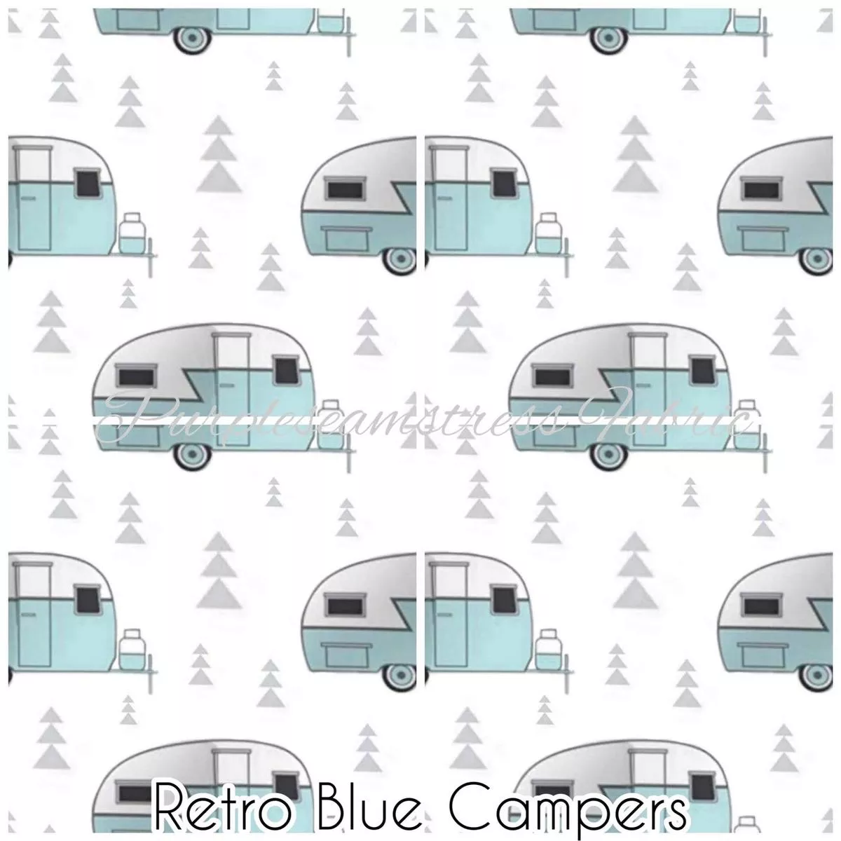 Retro Blue CampersFabric
