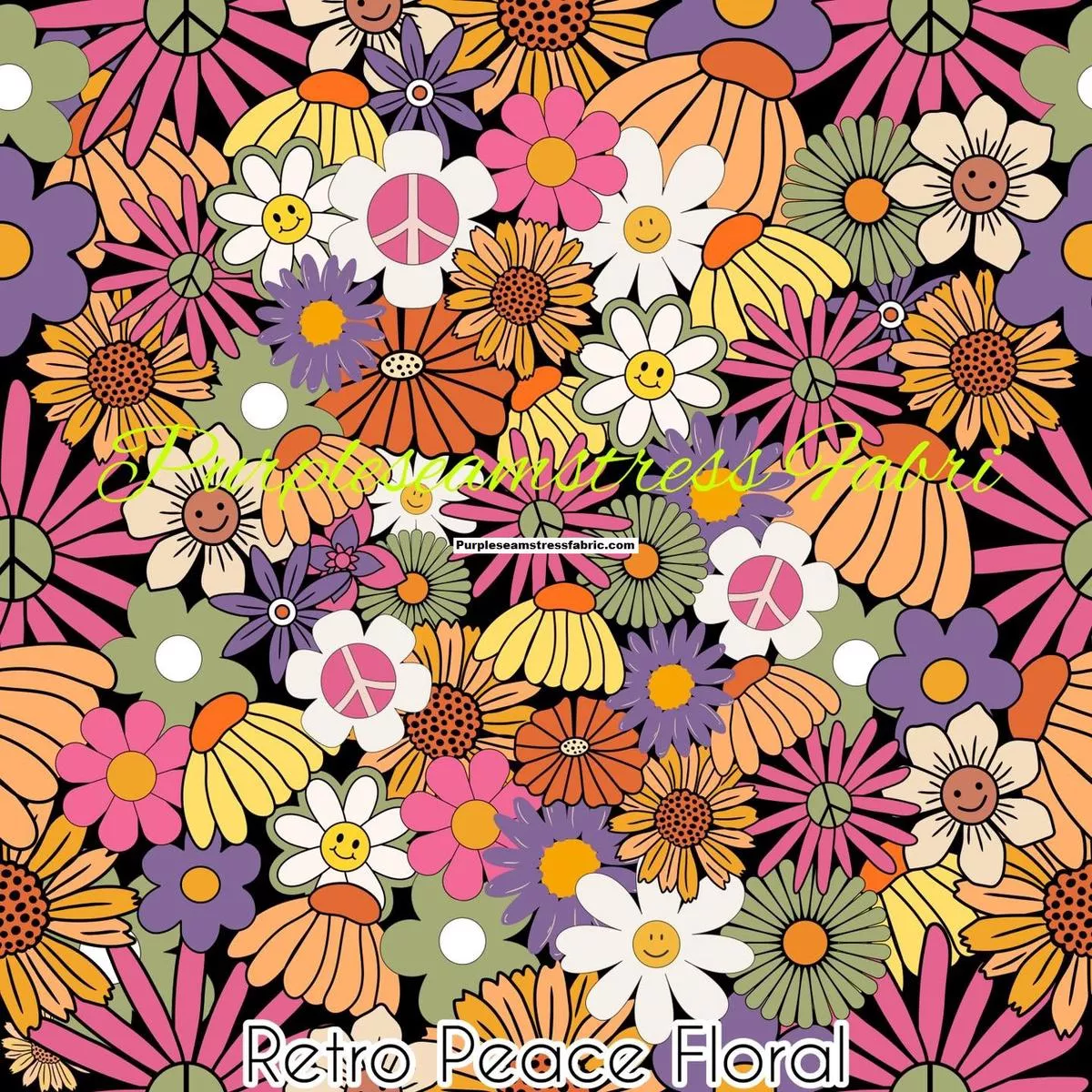 Retro Peace FloralFabric