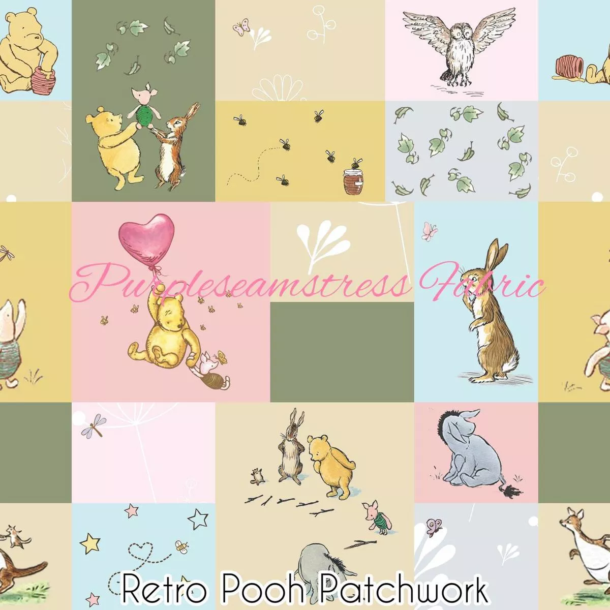 Retro Pooh PatchworkFabric