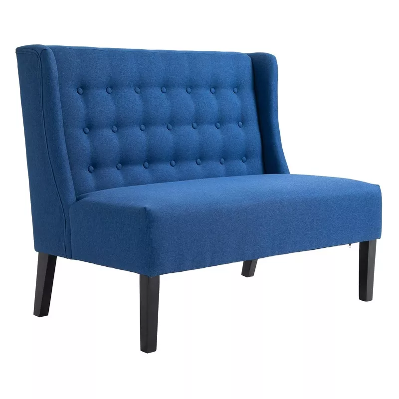 Retro Wingback Button-Tufted Loveseat Sofa Blue