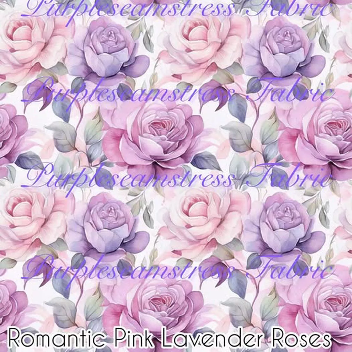 Romantic Pink Lavender RosesFabric