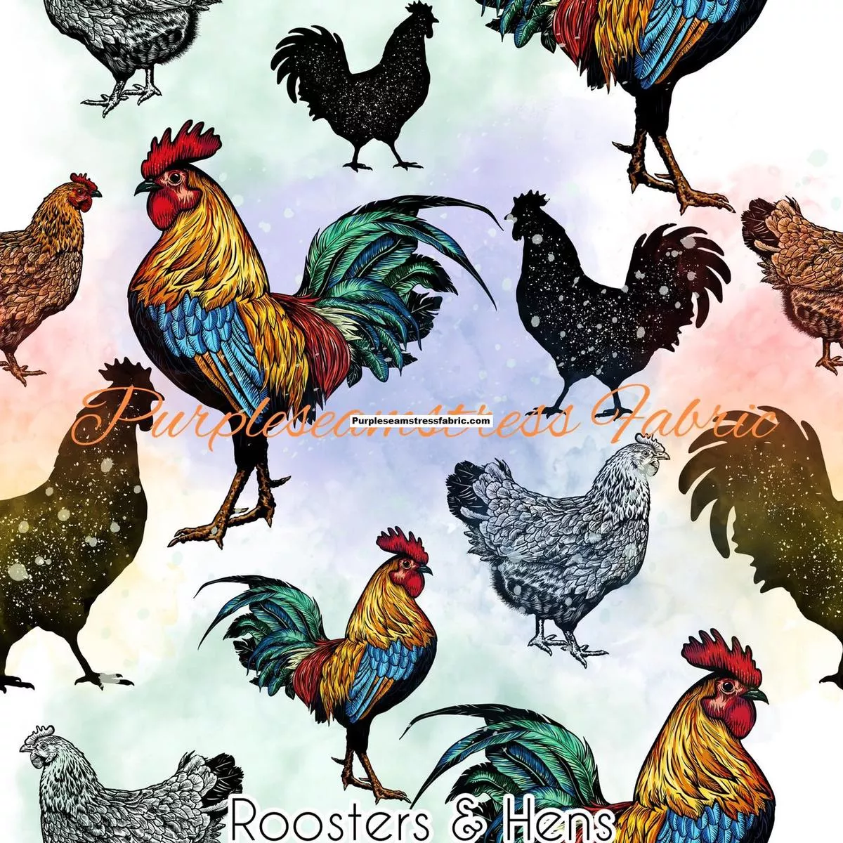 Roosters & HensFabric
