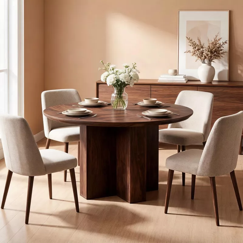 Round Dining Table 47″ | Rustic Walnut | Seats 46 Rustic Walnut