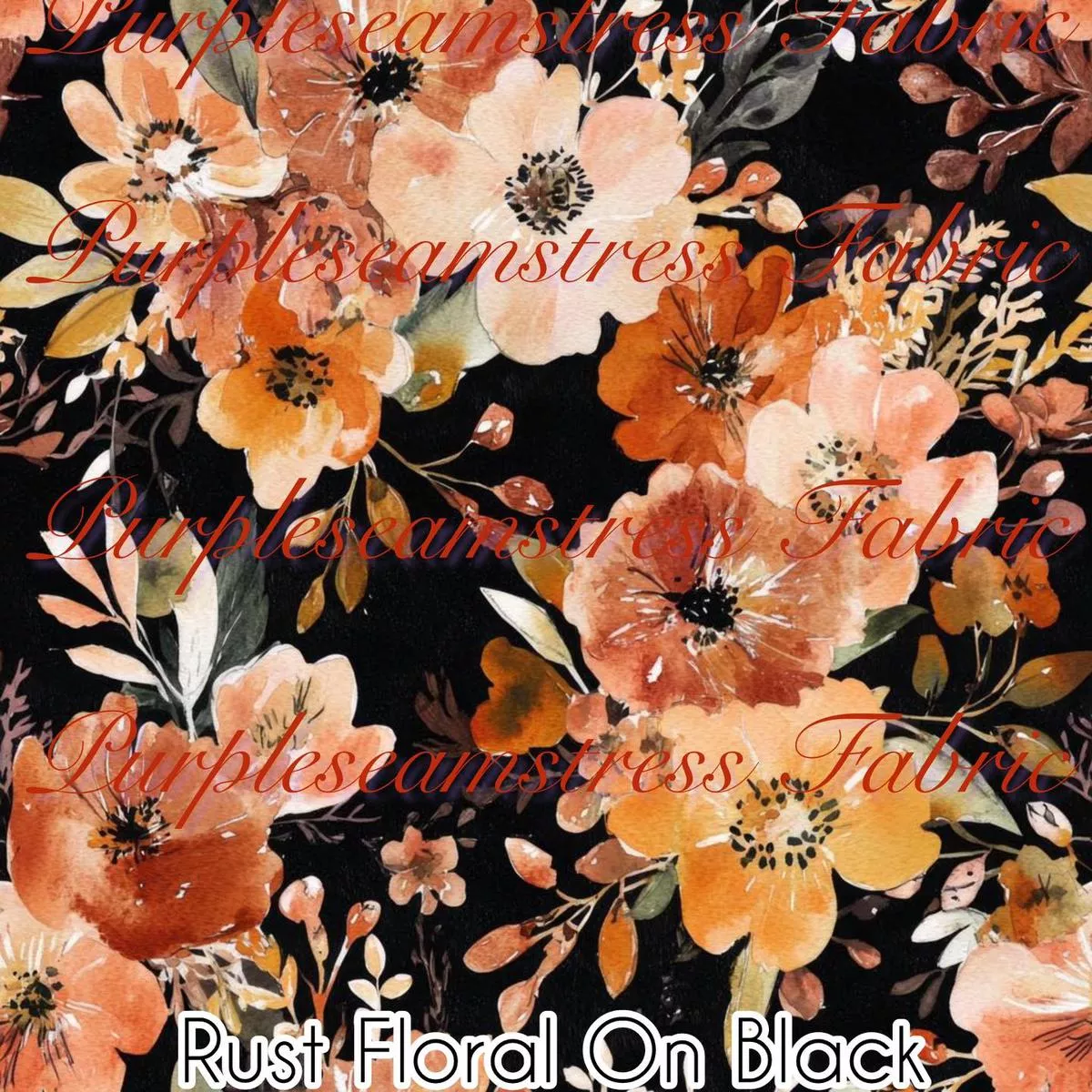Rust Floral on BlackFabric