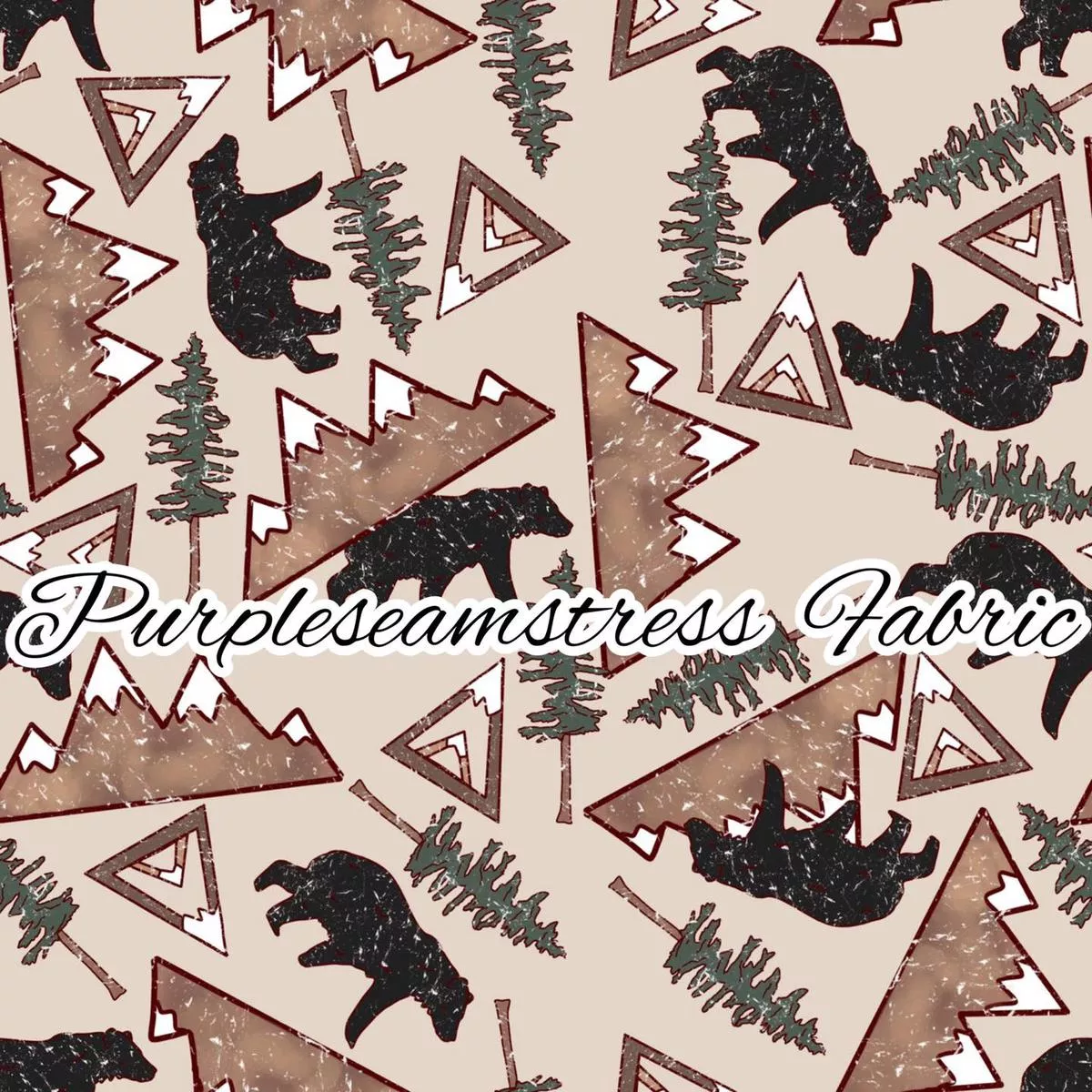 Rustic Mountain BearsFabric
