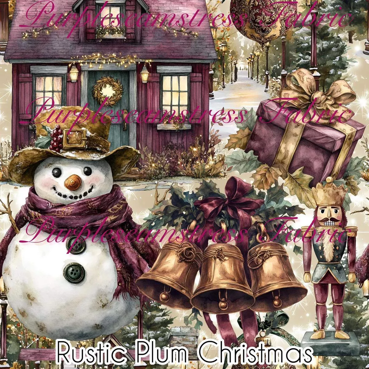 Rustic Plum ChristmasFabric