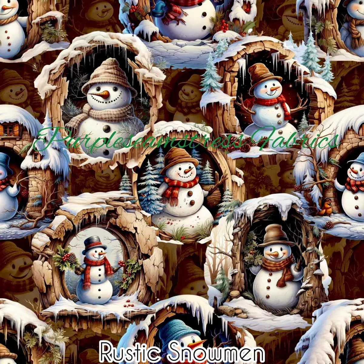 Rustic SnowmenFabric