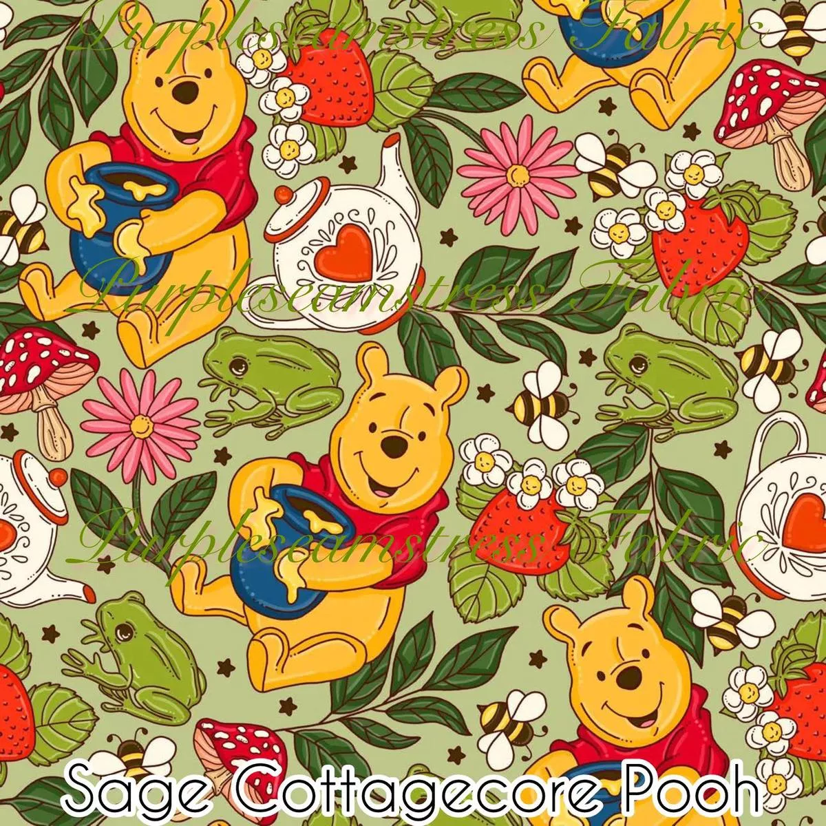 Sage Cottagecore PoohFabric