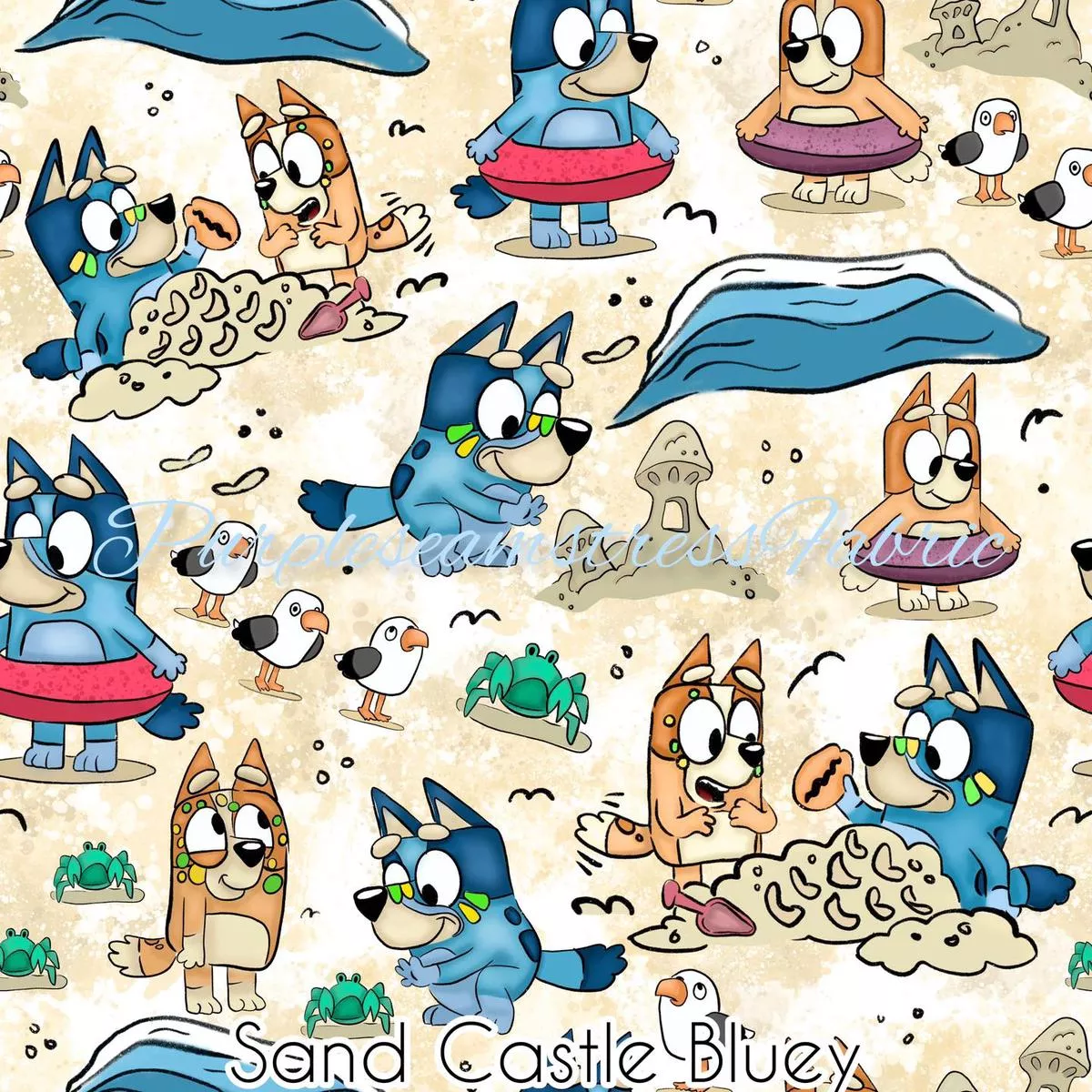 Sand Castle BlueyFabric