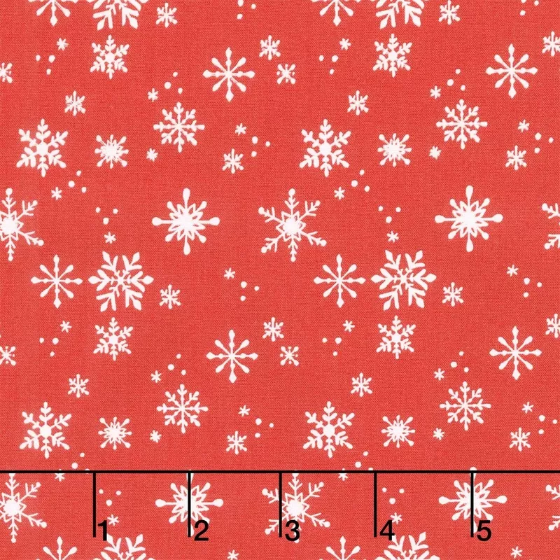 Santa Paws – Snowflakes Light Red Yardage