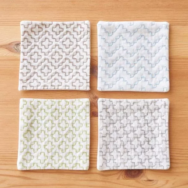 Sashiko Coaster Set – Intermediate White