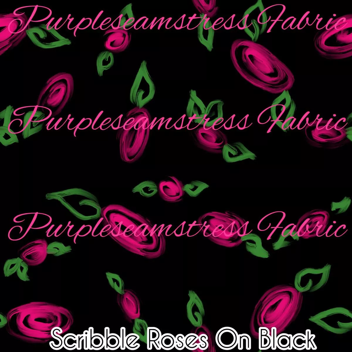 Scribble Roses on BlackFabric