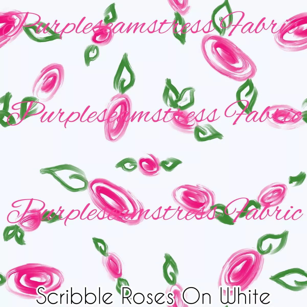 Scribble Roses on WhiteFabric
