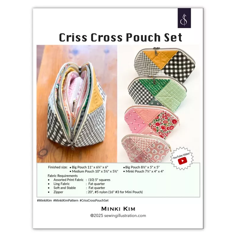 Sewing Illustration – Criss Cross Pouch Set Pattern