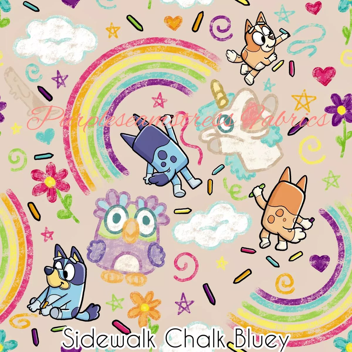 Sidewalk Chalk BlueyFabric