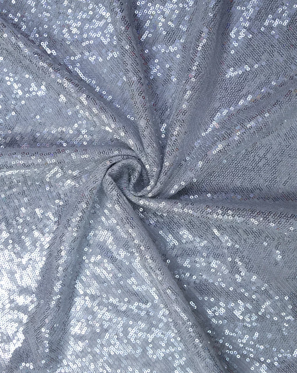 SILVER VISCOSE GEORGETTE SEQUINS EMBROIDERY FABRIC