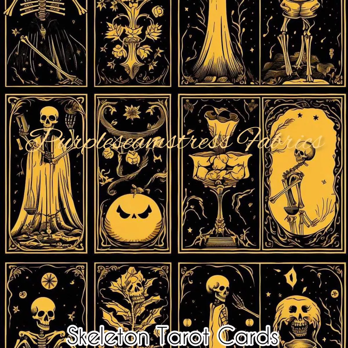 Skeleton Tarot CardsFabric