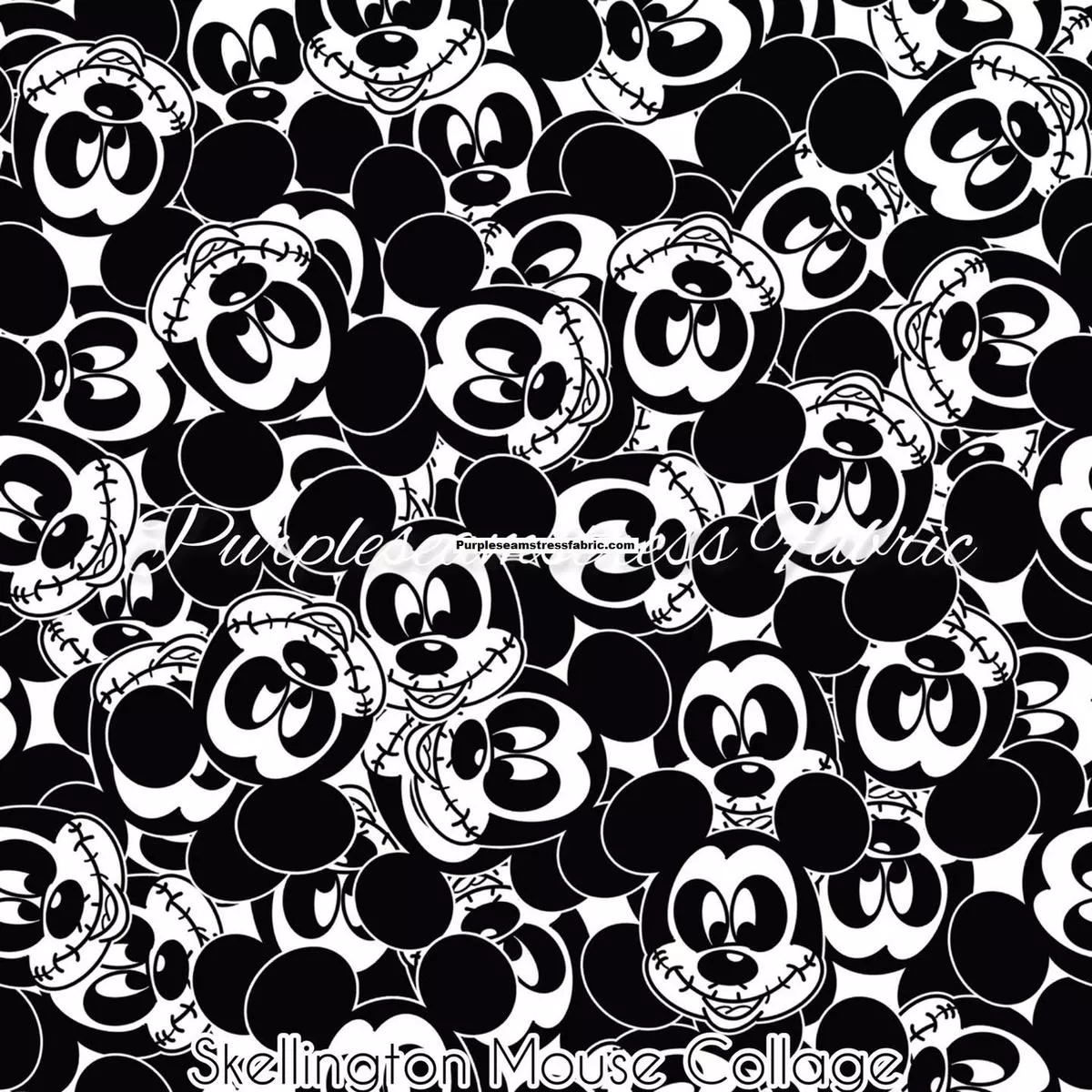 Skellington Mouse CollageFabric