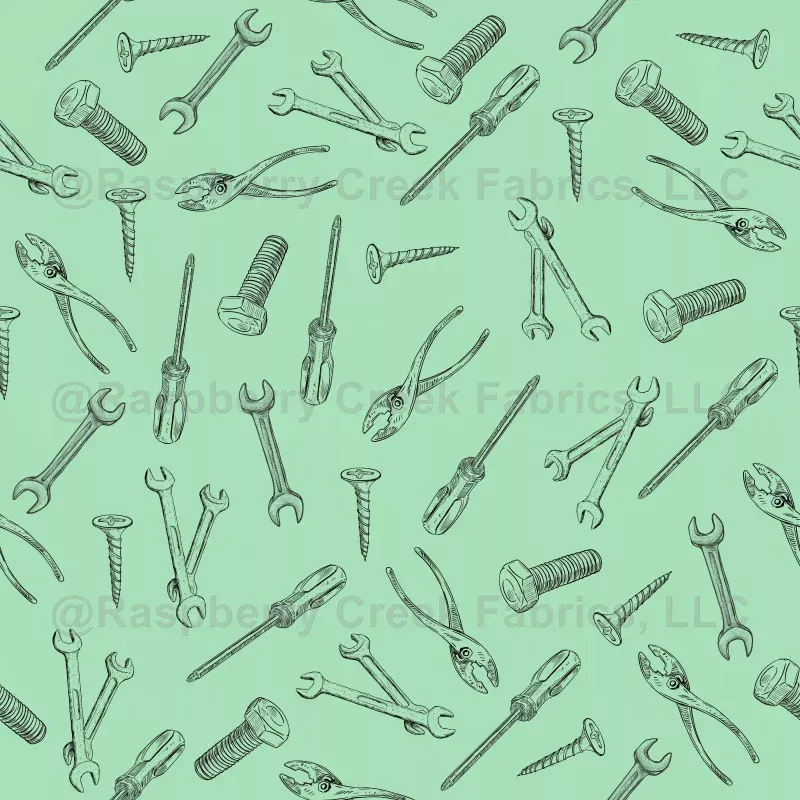 Sketched Tools on Green Linen